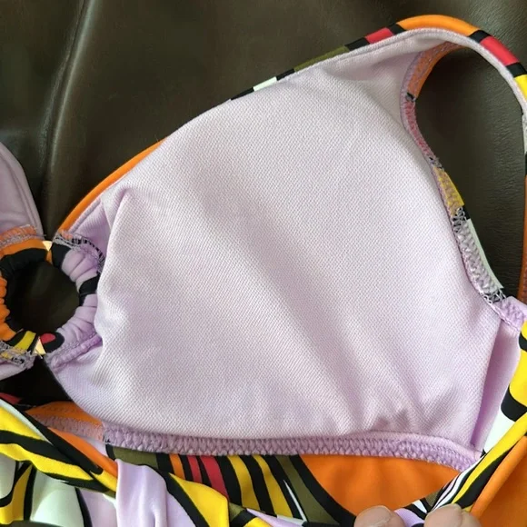 NWT Bar III Retro Colorful Bikini Top - Picture 6 of 6
